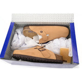 Birkenstock Boston Suede Cork Brown Pattern Footbed 1023465