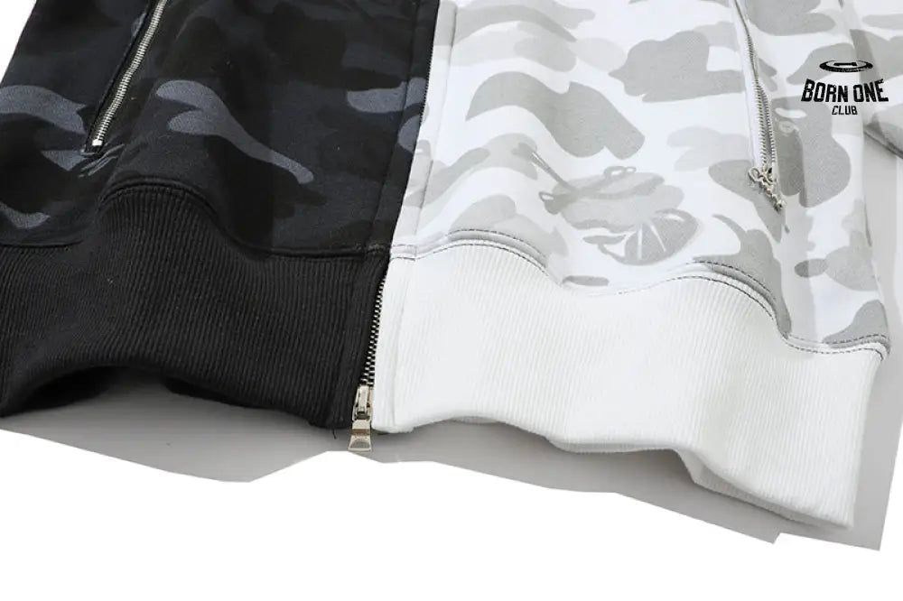 Bape x Neighborhood Split Camo Shark Full Zip Moletom