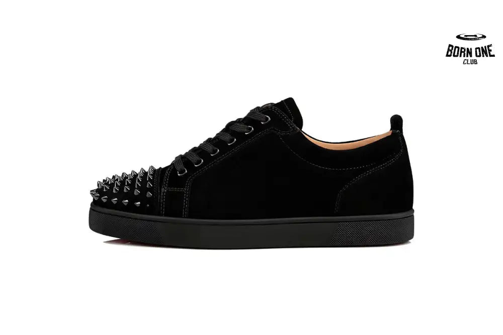 Christian Louboutin Louis Junior Spikes Veau Velours Sneaker Black 1130575CM53