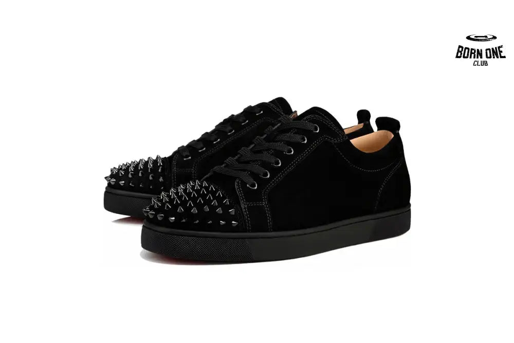 Christian Louboutin Louis Junior Spikes Veau Velours Sneaker Black 1130575CM53