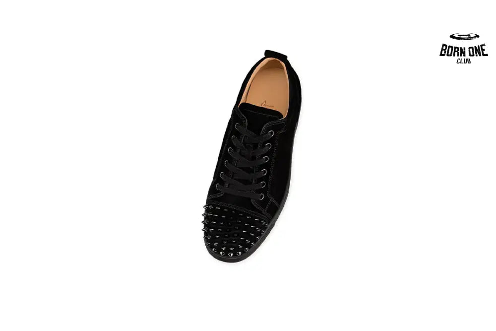 Christian Louboutin Louis Junior Spikes Veau Velours Sneaker Black 1130575CM53