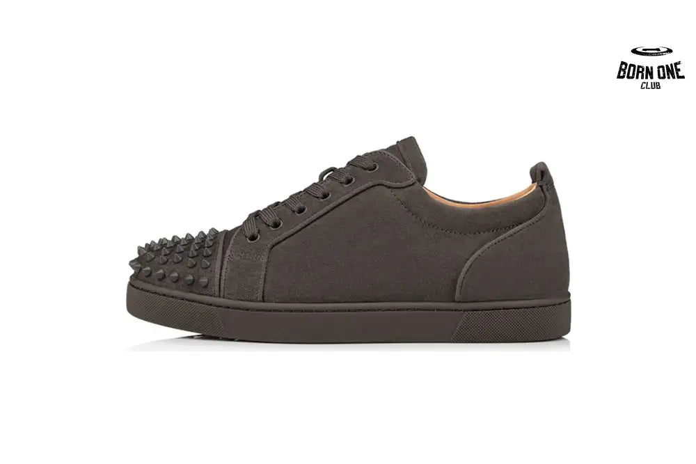 Christian Louboutin Louis Junior Spikes Veau Velours Sneaker Brown 3160934E428
