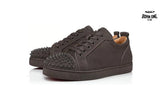 Christian Louboutin Louis Junior Spikes Veau Velours Sneaker Brown 3160934E428