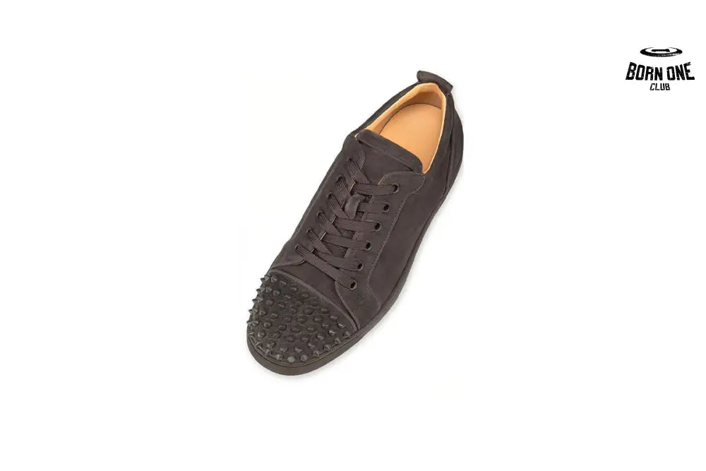 Christian Louboutin Louis Junior Spikes Veau Velours Sneaker Brown 3160934E428