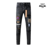 Calça Jeans Ksubi Preta Patches Bordados
