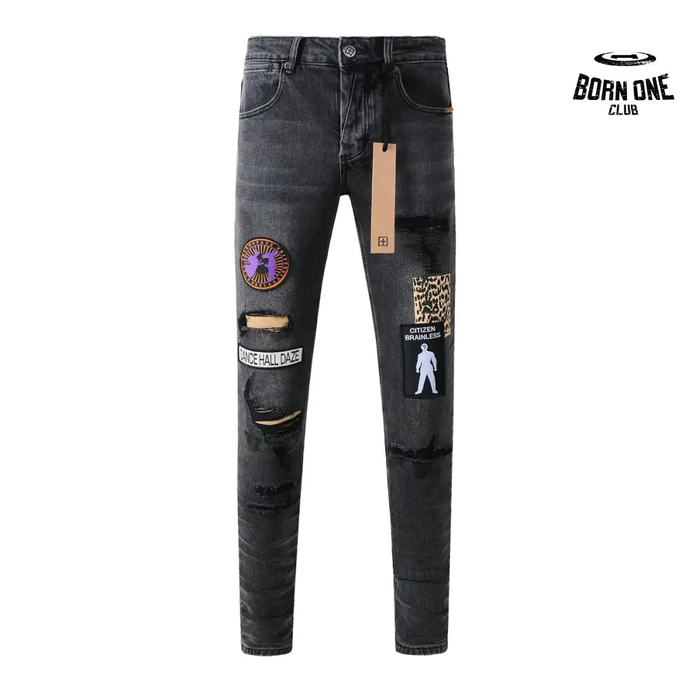 Calça Jeans Ksubi Preta Patches Bordados