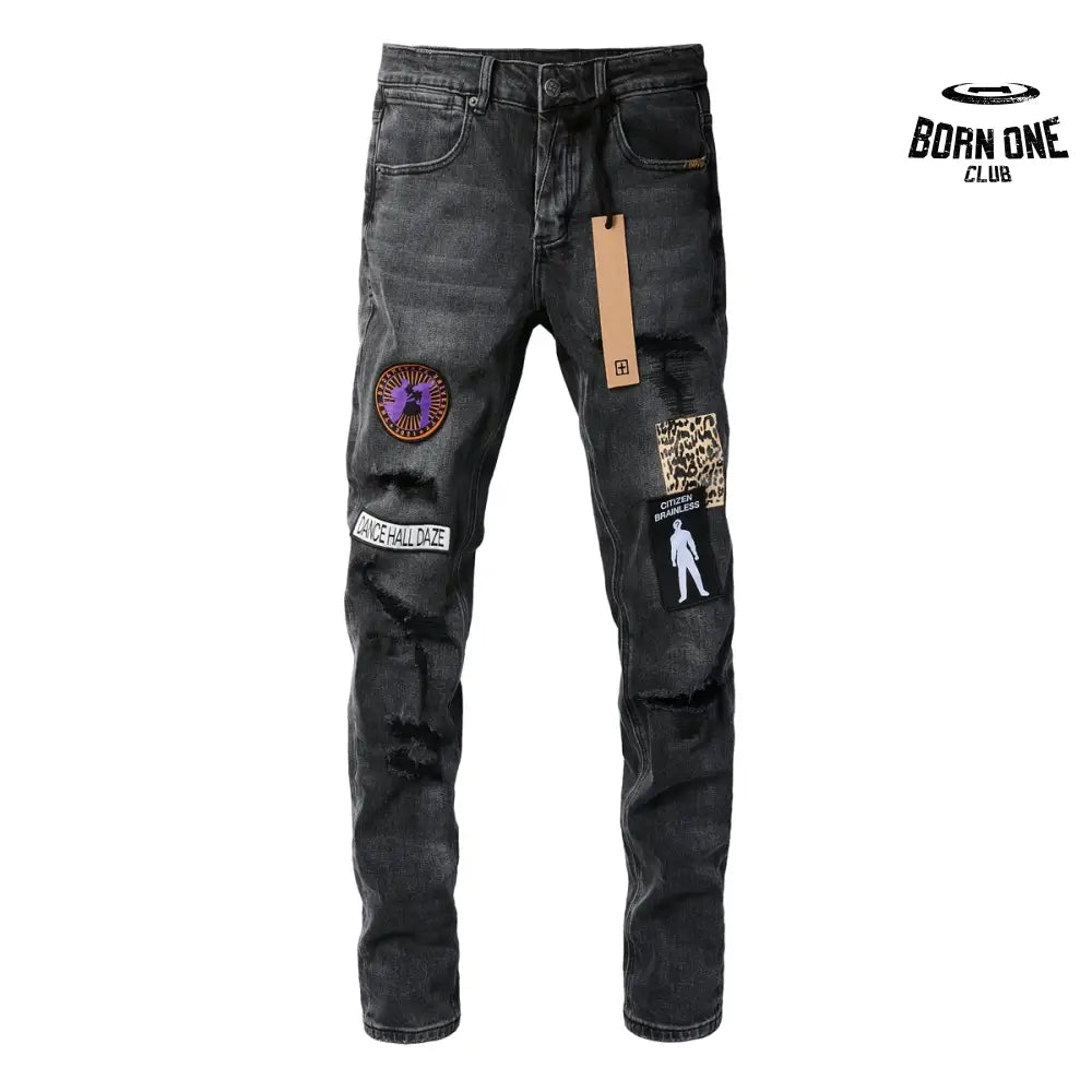 Calça Jeans Ksubi Preta Patches Bordados