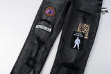 Calça Jeans Ksubi Preta Patches Bordados