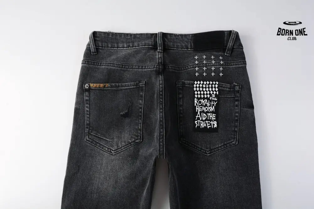 Calça Jeans Ksubi Preta Patches Bordados