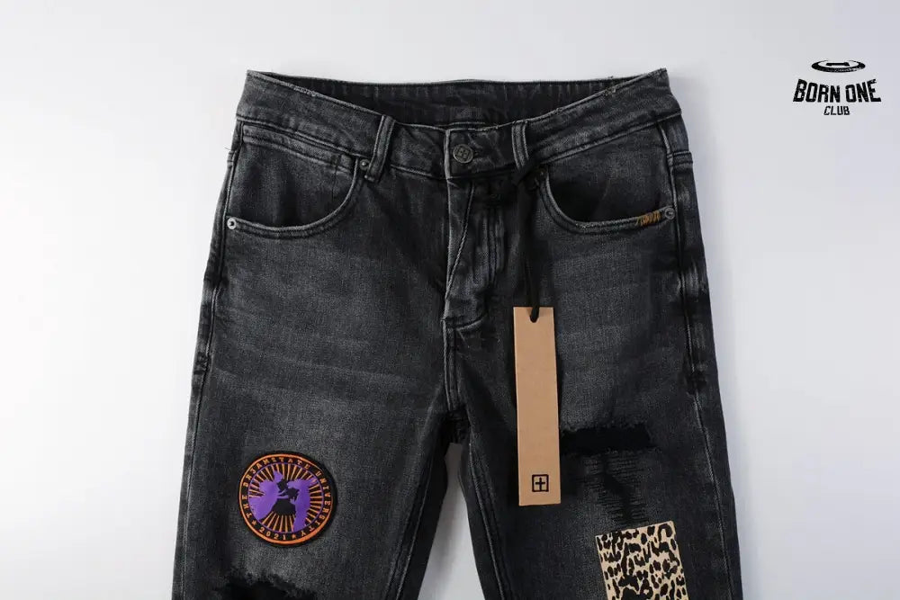 Calça Jeans Ksubi Preta Patches Bordados