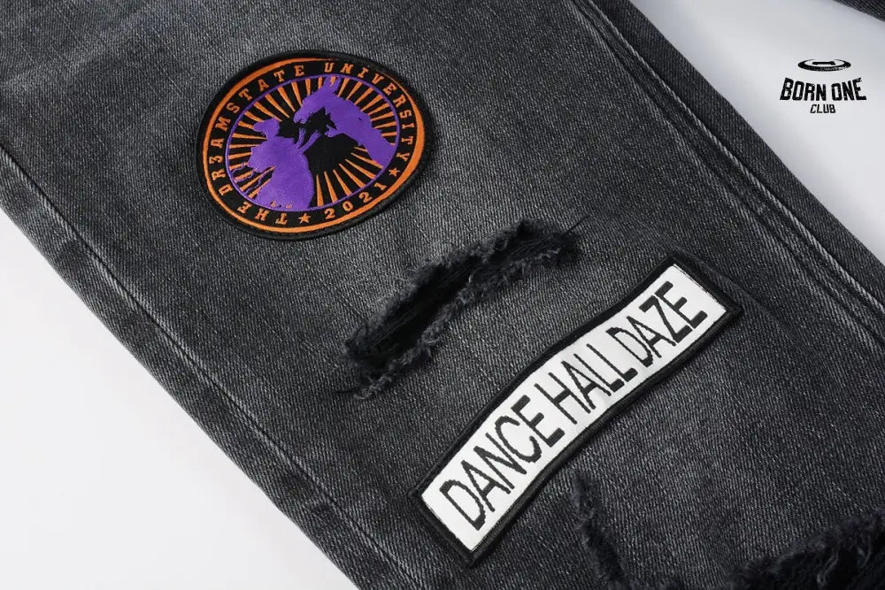 Calça Jeans Ksubi Preta Patches Bordados
