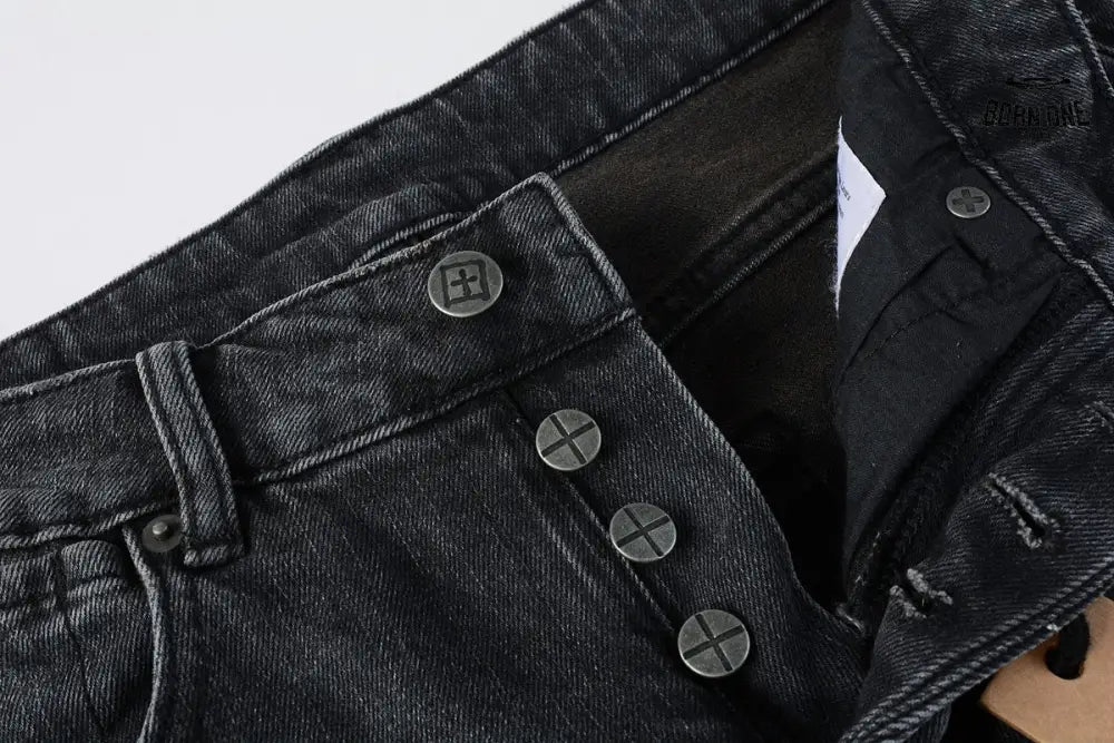 Calça Jeans Ksubi Preta Patches Bordados