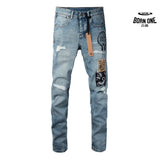 Calça Jeans Ksubi Azul Claro Patches Estampados