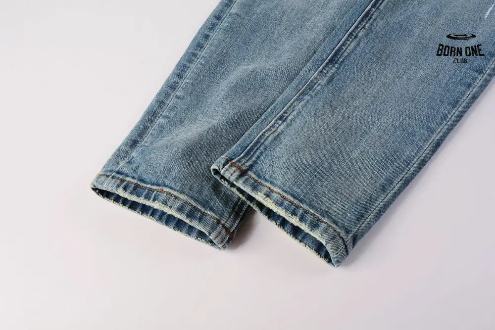Calça Jeans Ksubi Azul Claro Patches Estampados
