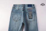 Calça Jeans Ksubi Azul Claro Patches Estampados