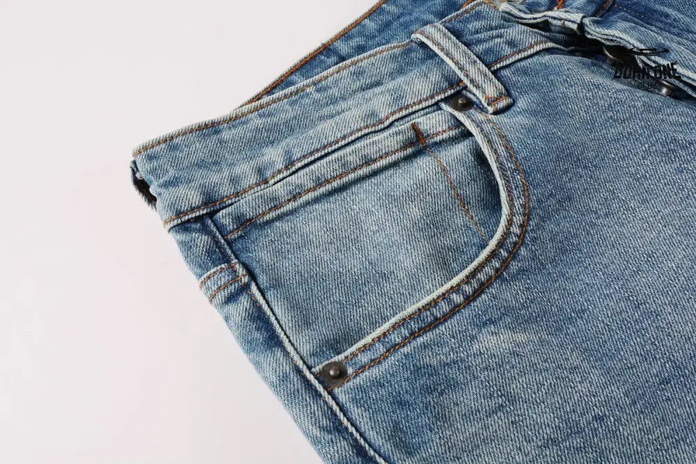 Calça Jeans Ksubi Azul Claro Patches Estampados