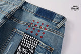 Calça Jeans Ksubi Azul Claro Patches Estampados