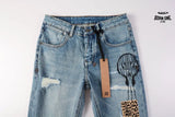 Calça Jeans Ksubi Azul Claro Patches Estampados