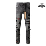 Calça Jeans Ksubi Cinza Patches Vermelhos