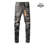 Calça Jeans Ksubi Cinza Patches Vermelhos