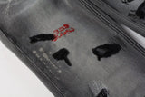 Calça Jeans Ksubi Cinza Patches Vermelhos