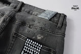 Calça Jeans Ksubi Cinza Patches Vermelhos