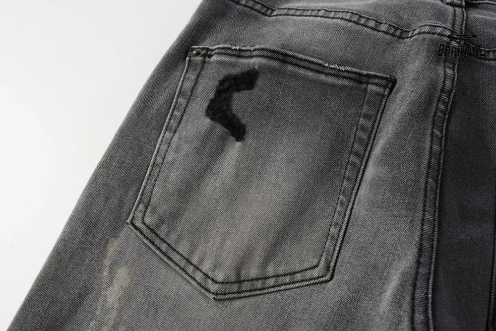 Calça Jeans Ksubi Cinza Patches Vermelhos