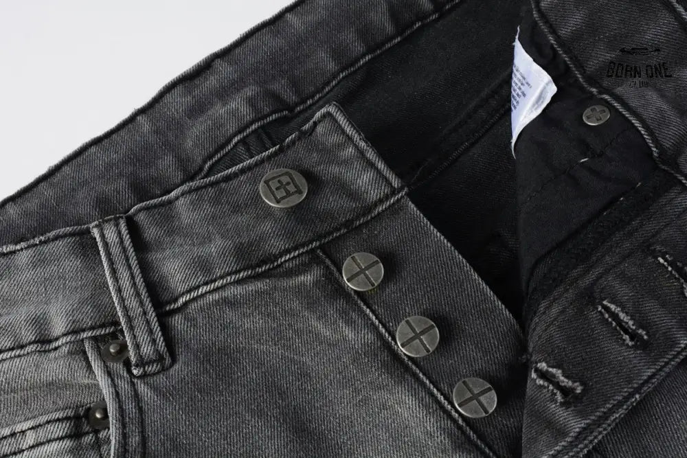 Calça Jeans Ksubi Cinza Patches Vermelhos