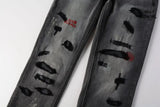 Calça Jeans Ksubi Cinza Patches Vermelhos