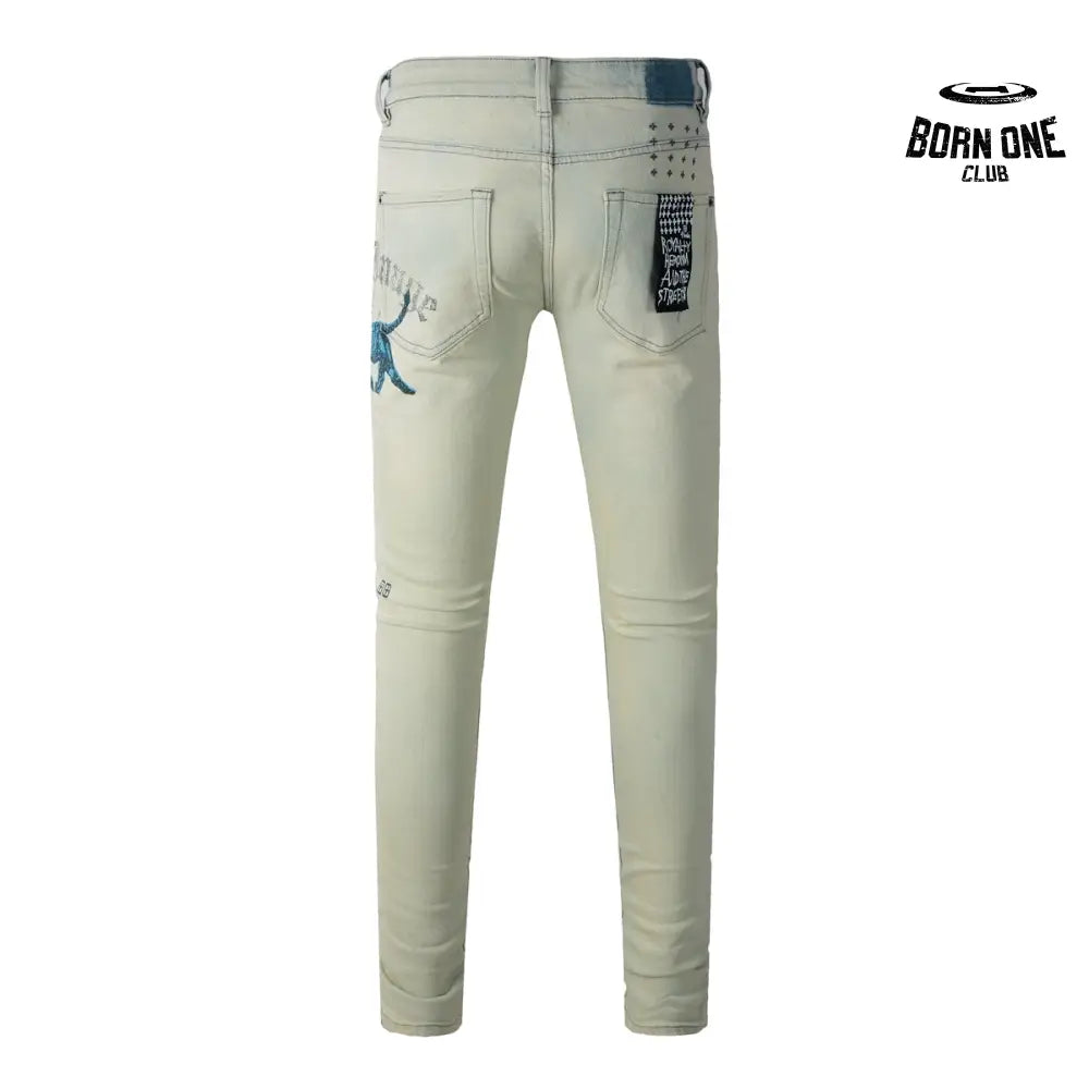 Calça Jeans Ksubi Verde Claro Pintada