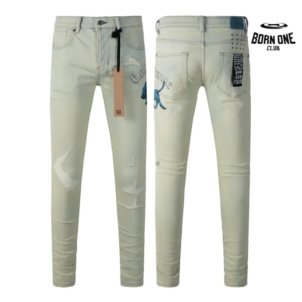 Calça Jeans Ksubi Verde Claro Pintada