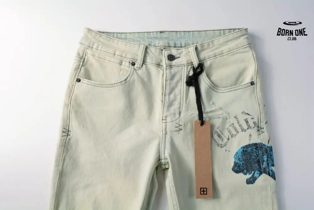 Calça Jeans Ksubi Verde Claro Pintada