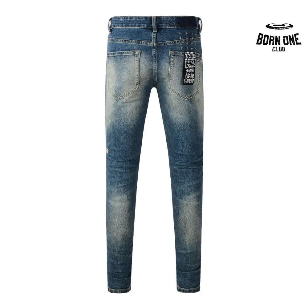 Calça Jeans Ksubi Azul Escuro Joelho Rasgado