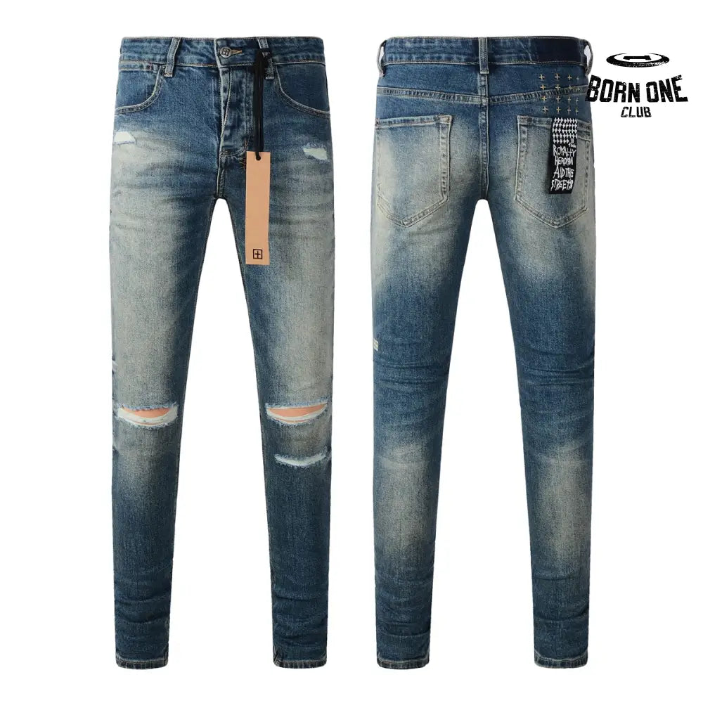 Calça Jeans Ksubi Azul Escuro Joelho Rasgado