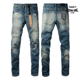 Calça Jeans Ksubi Azul Escuro Joelho Rasgado