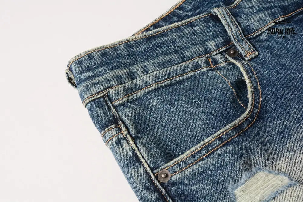 Calça Jeans Ksubi Azul Escuro Joelho Rasgado