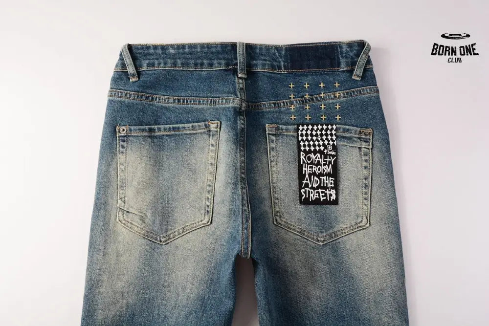 Calça Jeans Ksubi Azul Escuro Joelho Rasgado
