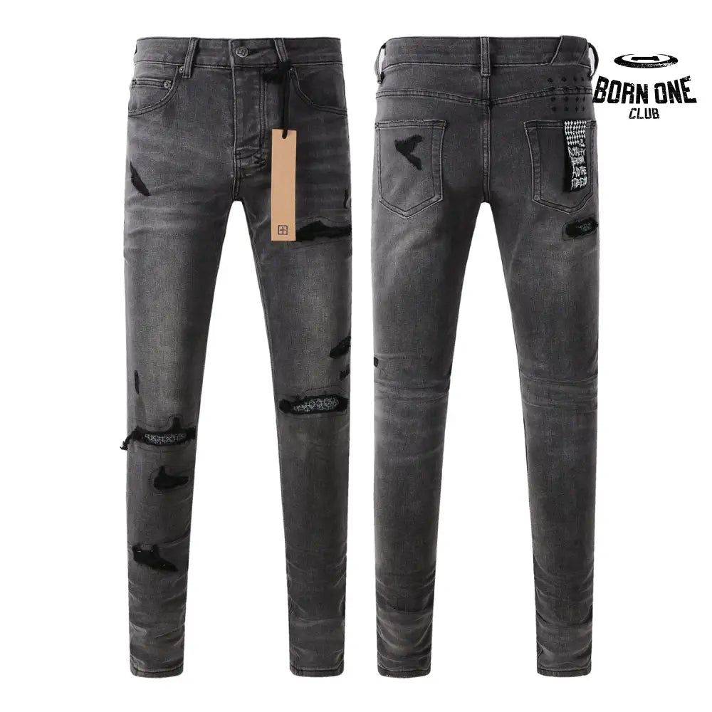 Calça Jeans Ksubi Cinza Patches Destroyed