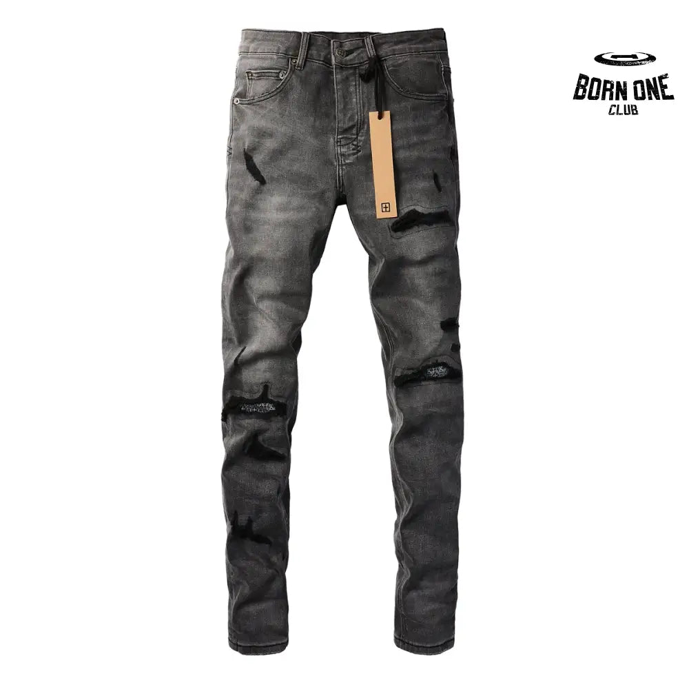Calça Jeans Ksubi Cinza Patches Destroyed