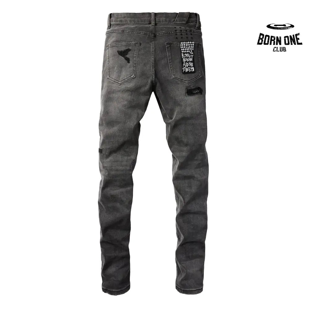 Calça Jeans Ksubi Cinza Patches Destroyed