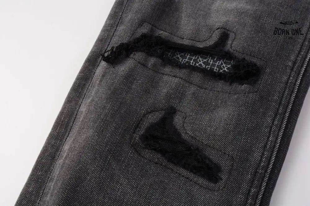 Calça Jeans Ksubi Cinza Patches Destroyed