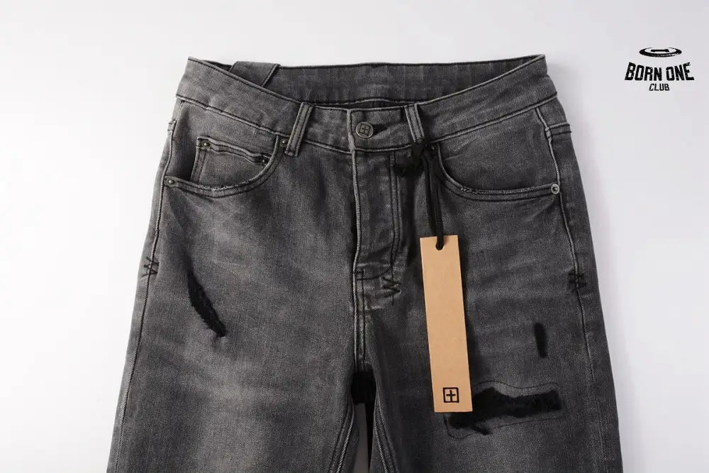 Calça Jeans Ksubi Cinza Patches Destroyed