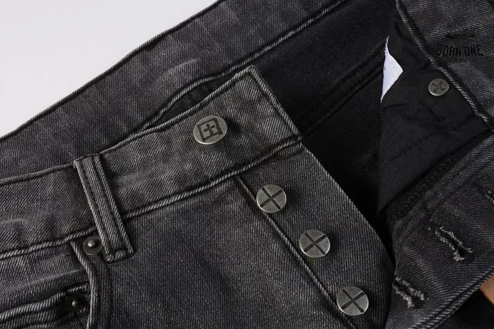 Calça Jeans Ksubi Cinza Patches Destroyed