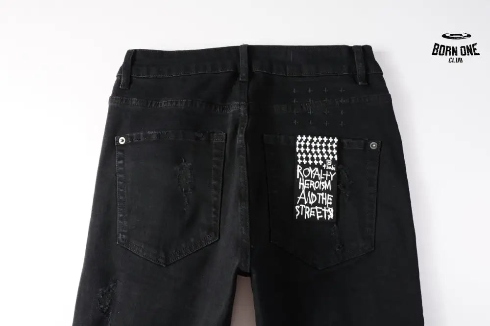 Calça Jeans Ksubi Preta Rasgos Finos