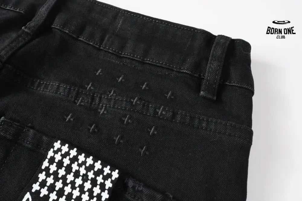 Calça Jeans Ksubi Preta Rasgos Finos