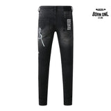 Calça Jeans Ksubi Preta Lavada Logo Pintado