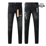Calça Jeans Ksubi Preta Lavada Logo Pintado