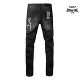 Calça Jeans Ksubi Preta Lavada Logo Pintado