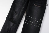 Calça Jeans Ksubi Preta Lavada Logo Pintado