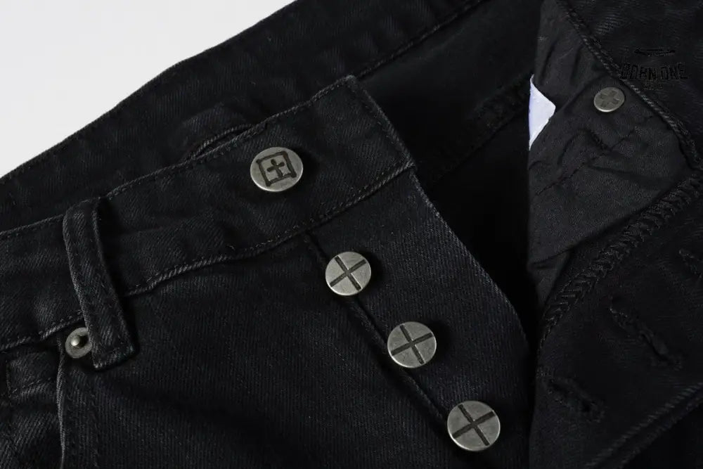 Calça Jeans Ksubi Preta Lavada Logo Pintado